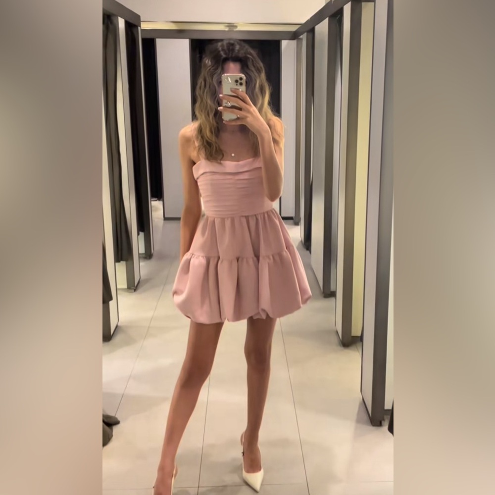 NWT ZARA DRAPED BALLOON MINI DRESS - Picture 3 of 11